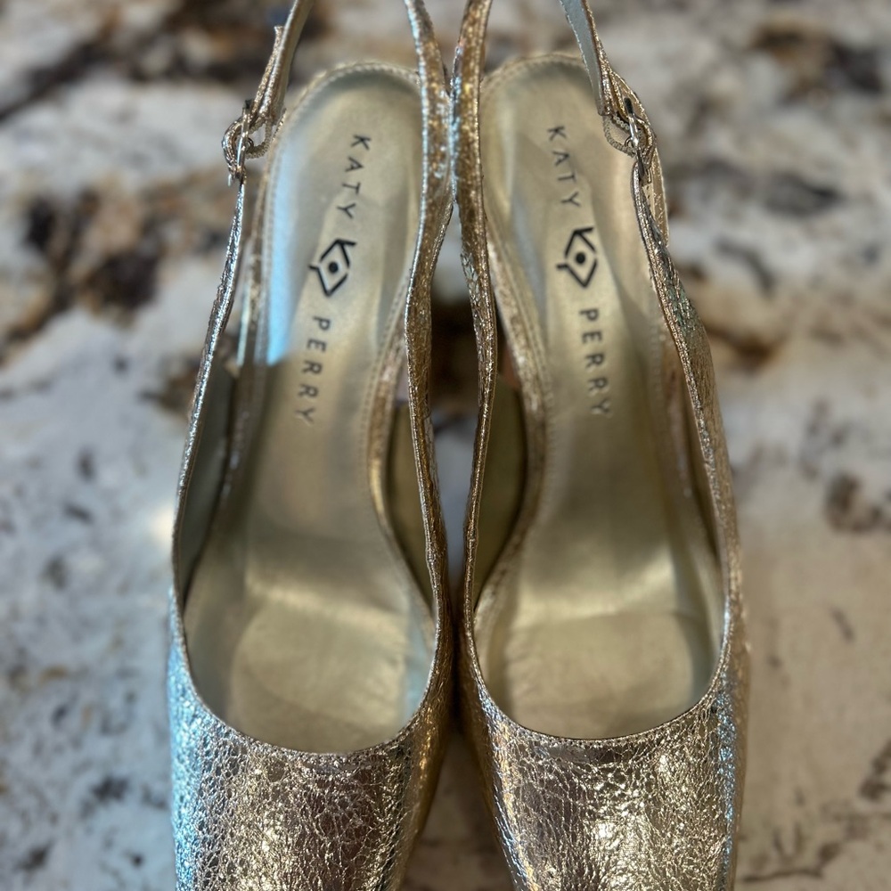 Katy Perry Collections The square Metallic Gold Slingback Pumps